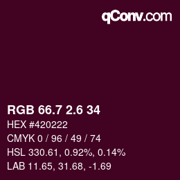カラーコード: RGB 66.7 2.6 34 | qconv.com
