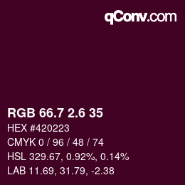 カラーコード: RGB 66.7 2.6 35 | qconv.com