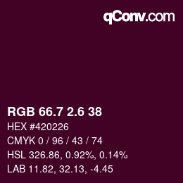 カラーコード: RGB 66.7 2.6 38 | qconv.com