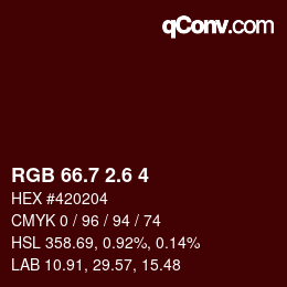 カラーコード: RGB 66.7 2.6 4 | qconv.com