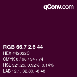 カラーコード: RGB 66.7 2.6 44 | qconv.com