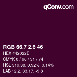 カラーコード: RGB 66.7 2.6 46 | qconv.com