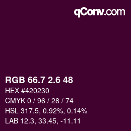 カラーコード: RGB 66.7 2.6 48 | qconv.com