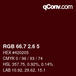 カラーコード: RGB 66.7 2.6 5 | qconv.com