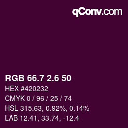 カラーコード: RGB 66.7 2.6 50 | qconv.com