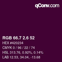カラーコード: RGB 66.7 2.6 52 | qconv.com