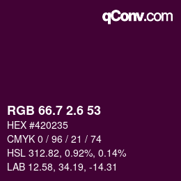 カラーコード: RGB 66.7 2.6 53 | qconv.com