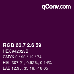 カラーコード: RGB 66.7 2.6 59 | qconv.com
