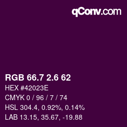 カラーコード: RGB 66.7 2.6 62 | qconv.com
