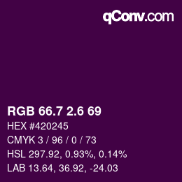 カラーコード: RGB 66.7 2.6 69 | qconv.com