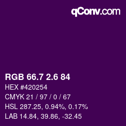 カラーコード: RGB 66.7 2.6 84 | qconv.com