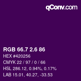 カラーコード: RGB 66.7 2.6 86 | qconv.com