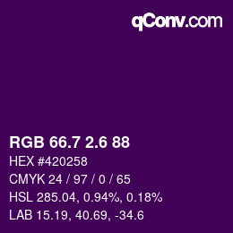カラーコード: RGB 66.7 2.6 88 | qconv.com