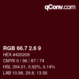 カラーコード: RGB 66.7 2.6 9 | qconv.com