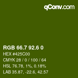 カラーコード: RGB 66.7 92.6 0 | qconv.com