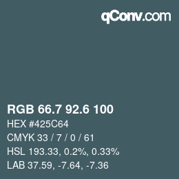 カラーコード: RGB 66.7 92.6 100 | qconv.com