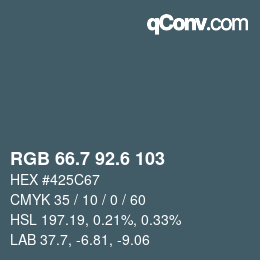 カラーコード: RGB 66.7 92.6 103 | qconv.com