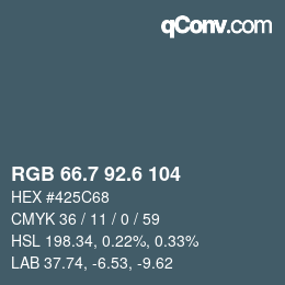 カラーコード: RGB 66.7 92.6 104 | qconv.com