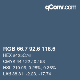 カラーコード: RGB 66.7 92.6 118.6 | qconv.com