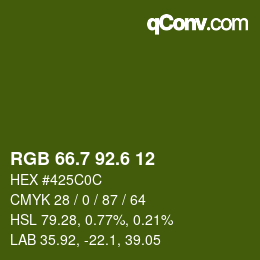 カラーコード: RGB 66.7 92.6 12 | qconv.com