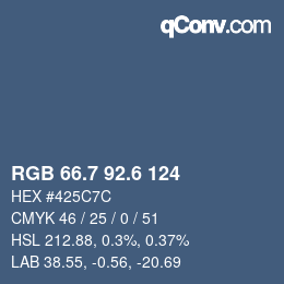 カラーコード: RGB 66.7 92.6 124 | qconv.com