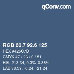 カラーコード: RGB 66.7 92.6 125 | qconv.com