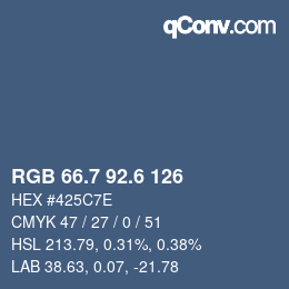 カラーコード: RGB 66.7 92.6 126 | qconv.com