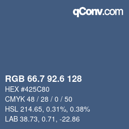 カラーコード: RGB 66.7 92.6 128 | qconv.com