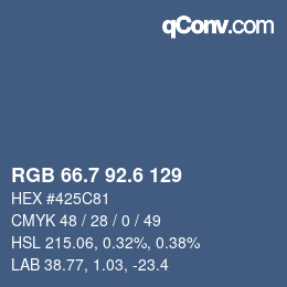 カラーコード: RGB 66.7 92.6 129 | qconv.com