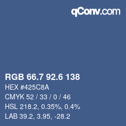 カラーコード: RGB 66.7 92.6 138 | qconv.com