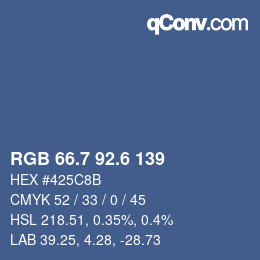カラーコード: RGB 66.7 92.6 139 | qconv.com