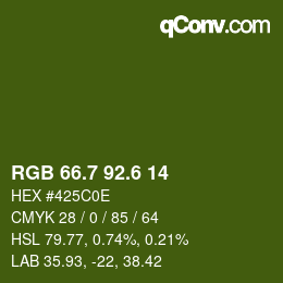 カラーコード: RGB 66.7 92.6 14 | qconv.com