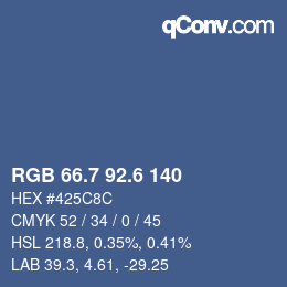 カラーコード: RGB 66.7 92.6 140 | qconv.com