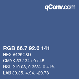 カラーコード: RGB 66.7 92.6 141 | qconv.com