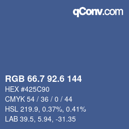 カラーコード: RGB 66.7 92.6 144 | qconv.com