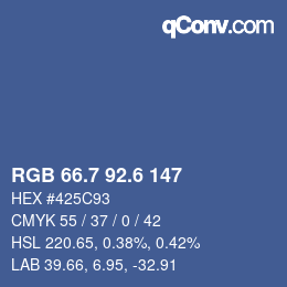 カラーコード: RGB 66.7 92.6 147 | qconv.com