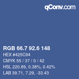 カラーコード: RGB 66.7 92.6 148 | qconv.com