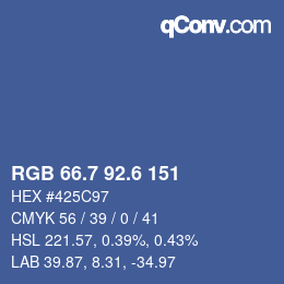 カラーコード: RGB 66.7 92.6 151 | qconv.com