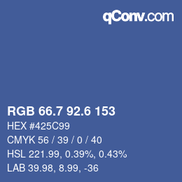 カラーコード: RGB 66.7 92.6 153 | qconv.com