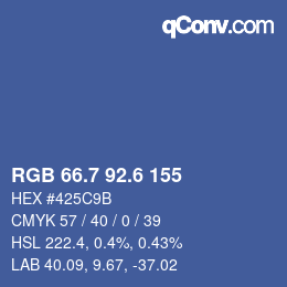 カラーコード: RGB 66.7 92.6 155 | qconv.com