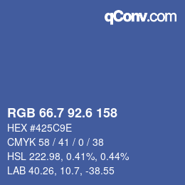カラーコード: RGB 66.7 92.6 158 | qconv.com