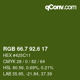 カラーコード: RGB 66.7 92.6 17 | qconv.com