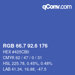 カラーコード: RGB 66.7 92.6 176 | qconv.com