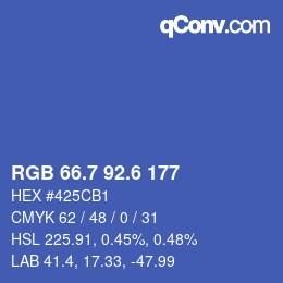 カラーコード: RGB 66.7 92.6 177 | qconv.com