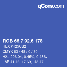 カラーコード: RGB 66.7 92.6 178 | qconv.com