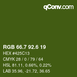 カラーコード: RGB 66.7 92.6 19 | qconv.com