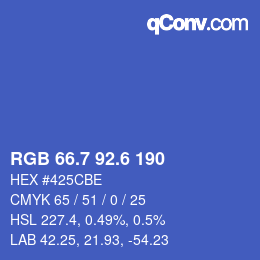 カラーコード: RGB 66.7 92.6 190 | qconv.com