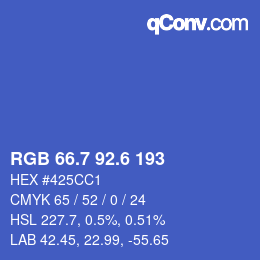カラーコード: RGB 66.7 92.6 193 | qconv.com