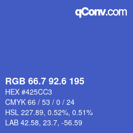 カラーコード: RGB 66.7 92.6 195 | qconv.com