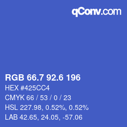 カラーコード: RGB 66.7 92.6 196 | qconv.com